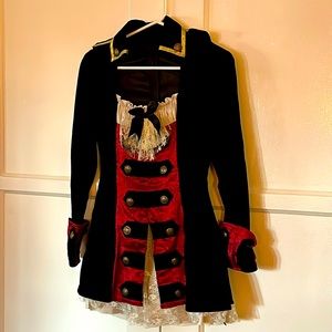 Leg Avenue Pirate black velvet costume S/P with crinoline mini skirt